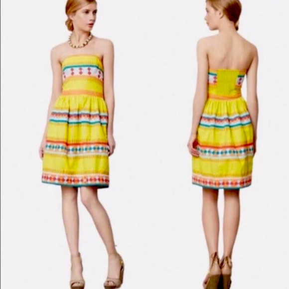 Anthropology Leifsdottir Strapless Quilted Sundress Size 6 Great Condition. - Picture 8 of 8